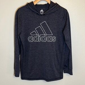 ADIDAS Boys Grey Athletic Hooded Long Sleeve Shirt